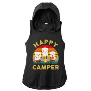 Funny Happy Cute Marshmallow Camper Bonfire Ladies PosiCharge Tri-Blend Wicking Draft Hoodie Tank