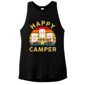 Funny Happy Cute Marshmallow Camper Bonfire Ladies PosiCharge Tri-Blend Wicking Tank