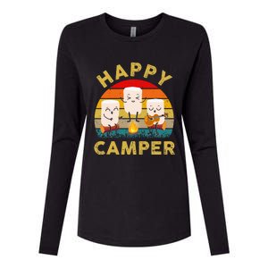 Funny Happy Cute Marshmallow Camper Bonfire Womens Cotton Relaxed Long Sleeve T-Shirt