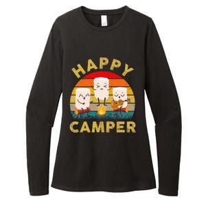 Funny Happy Cute Marshmallow Camper Bonfire Womens CVC Long Sleeve Shirt