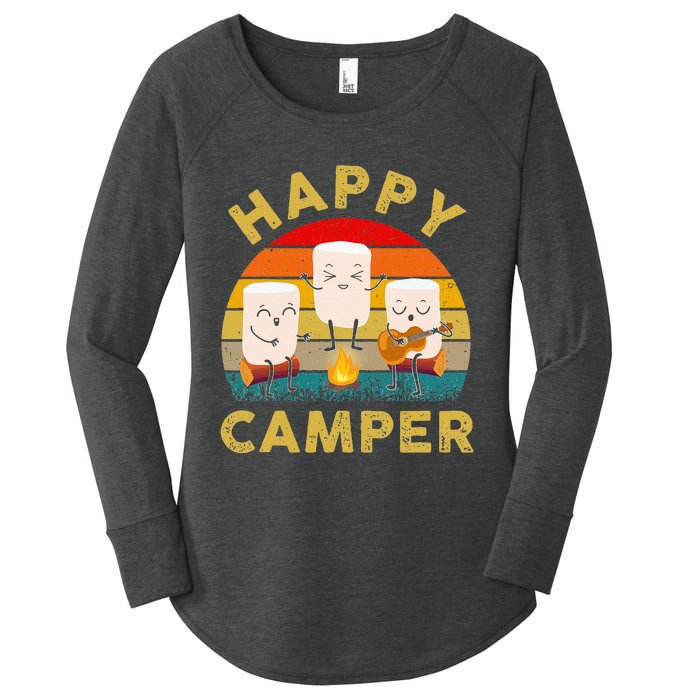 Funny Happy Cute Marshmallow Camper Bonfire Women's Perfect Tri Tunic Long Sleeve Shirt