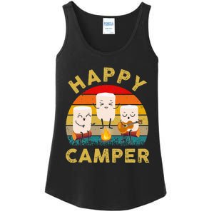 Funny Happy Cute Marshmallow Camper Bonfire Ladies Essential Tank