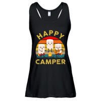 Funny Happy Cute Marshmallow Camper Bonfire Ladies Essential Flowy Tank