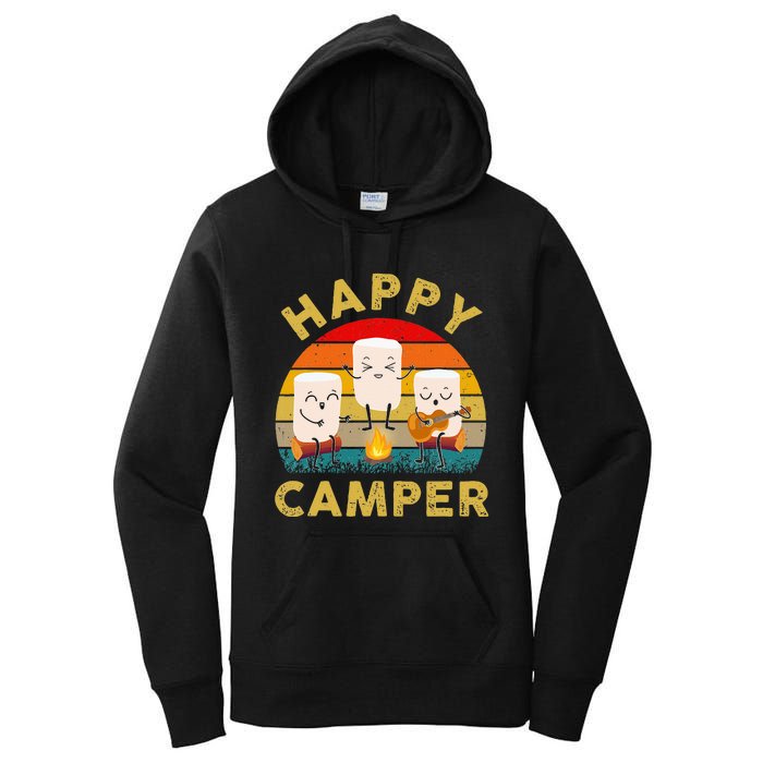 Funny Happy Cute Marshmallow Camper Bonfire Women's Pullover Hoodie