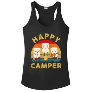 Funny Happy Cute Marshmallow Camper Bonfire Ladies PosiCharge Competitor Racerback Tank