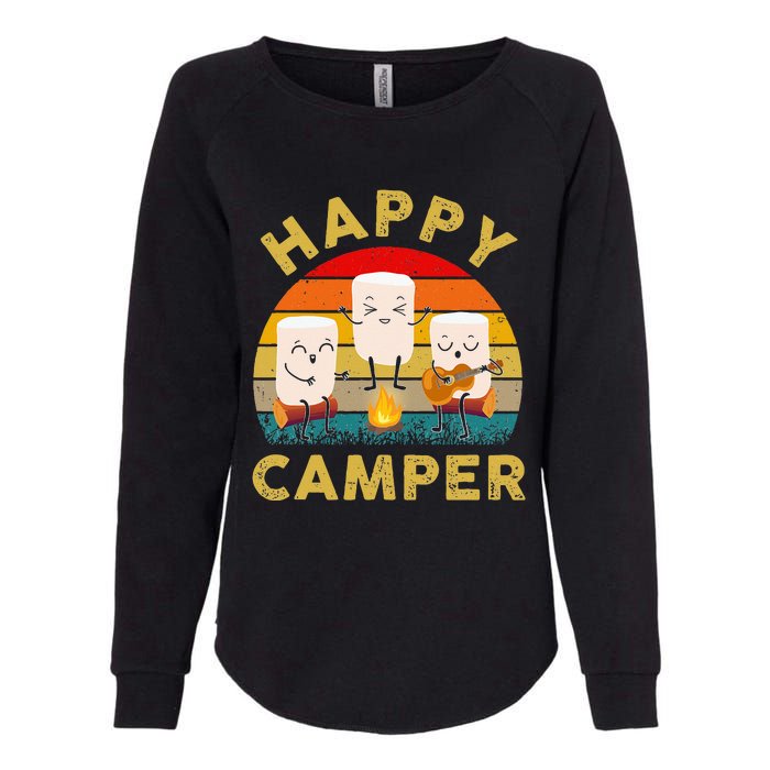 Funny Happy Cute Marshmallow Camper Bonfire Womens California Wash Sweatshirt