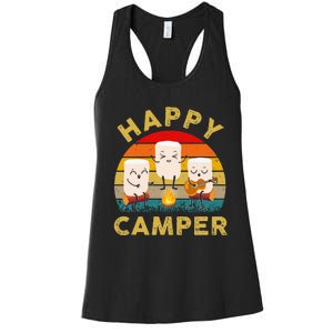 Funny Happy Cute Marshmallow Camper Bonfire Women's Racerback Tank