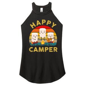 Funny Happy Cute Marshmallow Camper Bonfire Women's Perfect Tri Rocker Tank