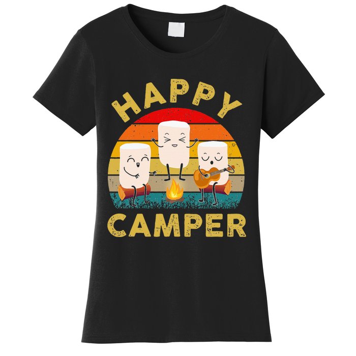 Funny Happy Cute Marshmallow Camper Bonfire Women's T-Shirt