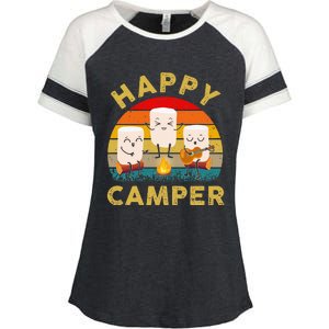 Funny Happy Cute Marshmallow Camper Bonfire Enza Ladies Jersey Colorblock Tee