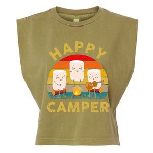 Funny Happy Cute Marshmallow Camper Bonfire Garment-Dyed Women's Muscle Tee