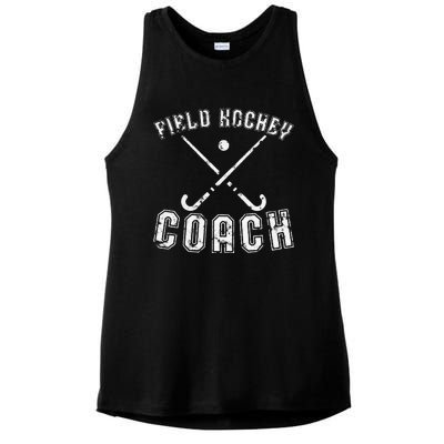 Field Hockey Coach Gifts Distressed Field Hockey Coach Ladies PosiCharge Tri-Blend Wicking Tank