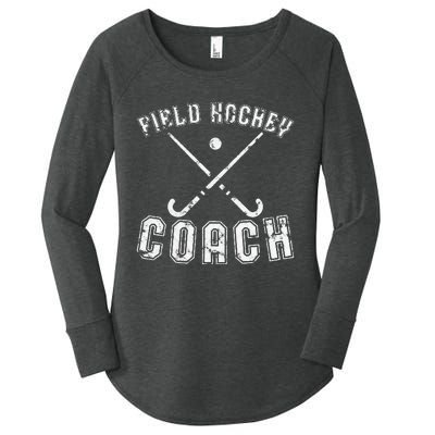 Field Hockey Coach Gifts Distressed Field Hockey Coach Women's Perfect Tri Tunic Long Sleeve Shirt