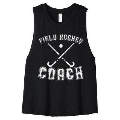 Field Hockey Coach Gifts Distressed Field Hockey Coach Women's Racerback Cropped Tank