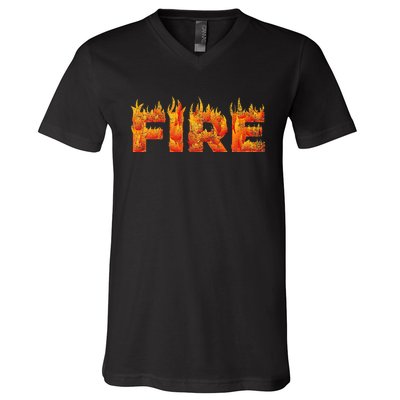 FIRE HALLOWEEN COSTUME FIRE AND ICE MATCHING COUPLES V-Neck T-Shirt