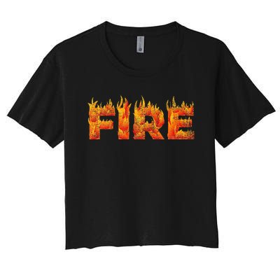 FIRE HALLOWEEN COSTUME FIRE AND ICE MATCHING COUPLES Women's Crop Top Tee