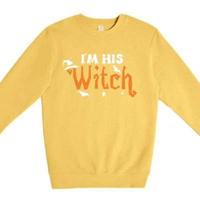 Funny Halloween Couple: Im His Witch Gift Premium Crewneck Sweatshirt