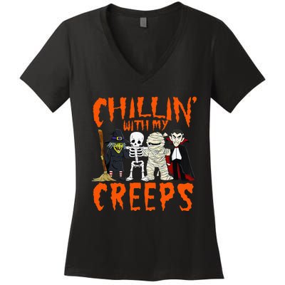 Funny Halloween Costume Family Matching Witch Women's V-Neck T-Shirt