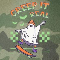 Funny Halloween Creep It Real Skater Skateboarding Ghost Legacy Tie Dye Trucker Hat