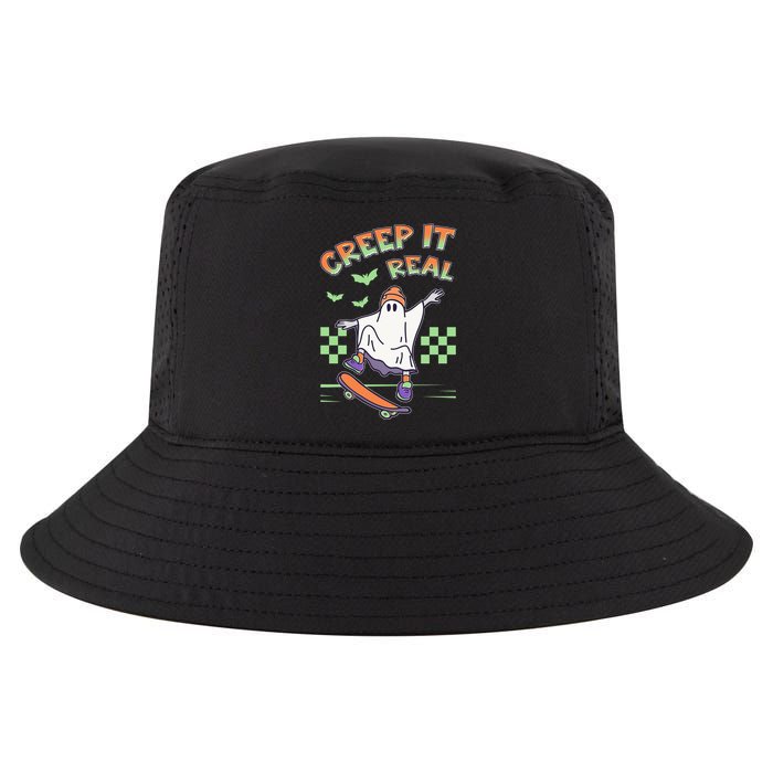 Funny Halloween Creep It Real Skater Skateboarding Ghost Cool Comfort Performance Bucket Hat