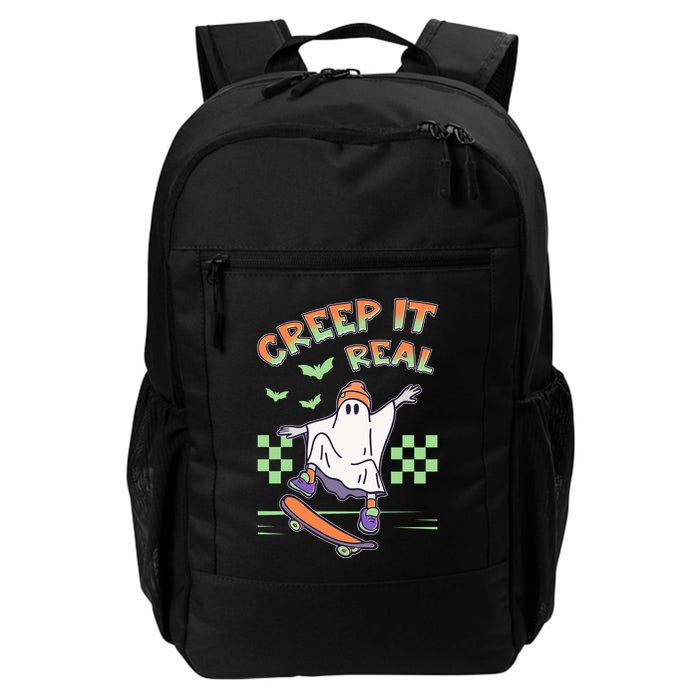 Funny Halloween Creep It Real Skater Skateboarding Ghost Backpack
