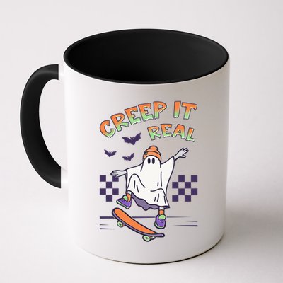 Funny Halloween Creep It Real Skater Skateboarding Ghost Mug