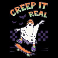 Funny Halloween Creep It Real Skater Skateboarding Ghost 16oz Travel Tumbler