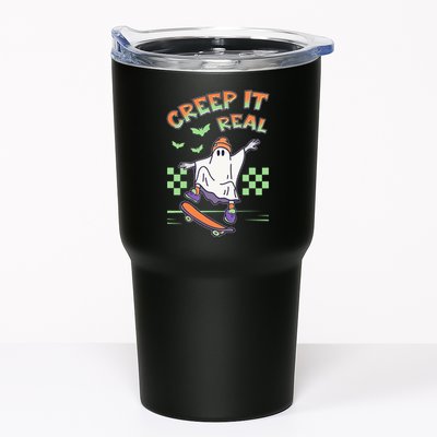 Funny Halloween Creep It Real Skater Skateboarding Ghost Tumbler