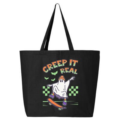 Funny Halloween Creep It Real Skater Skateboarding Ghost 25L Jumbo Tote