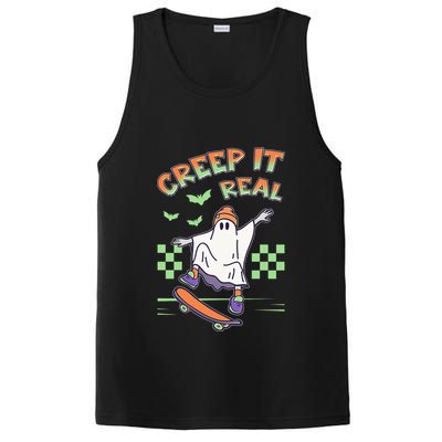 Funny Halloween Creep It Real Skater Skateboarding Ghost PosiCharge Competitor Tank