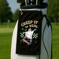 Funny Halloween Creep It Real Skater Skateboarding Ghost Golf Towel
