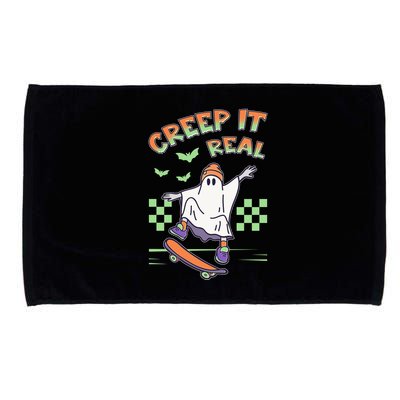 Funny Halloween Creep It Real Skater Skateboarding Ghost Microfiber Hand Towel