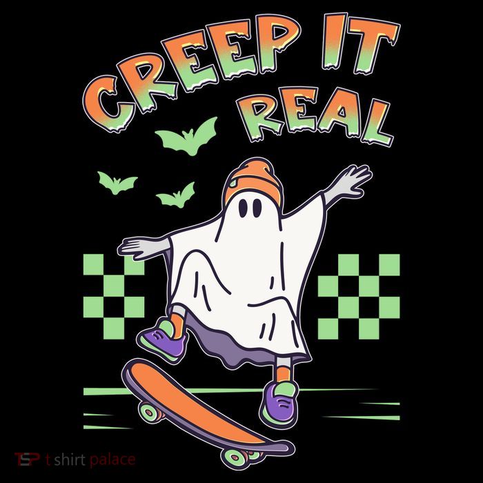 Funny Halloween Creep It Real Skater Skateboarding Ghost Short Acrylic Beanie