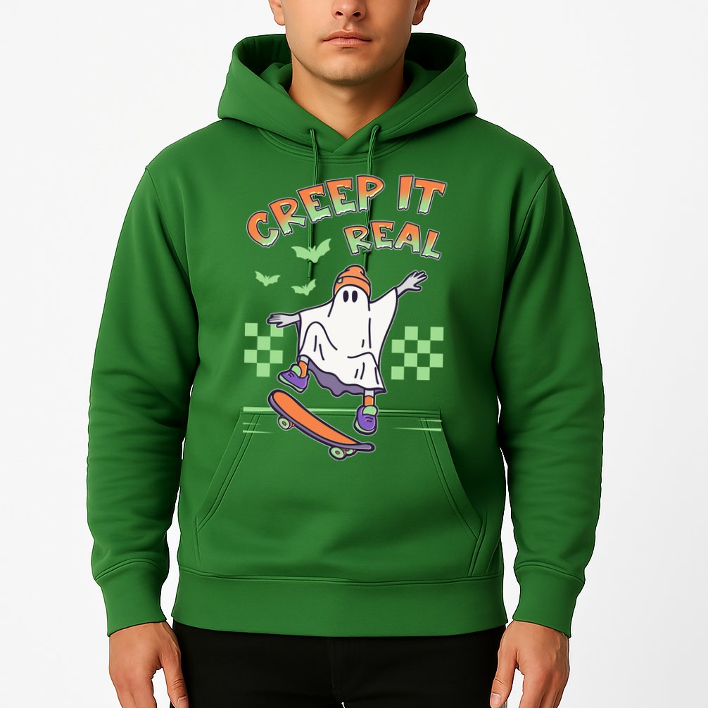 Funny Halloween Creep It Real Skater Skateboarding Ghost Hoodie