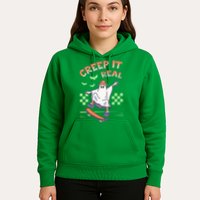 Funny Halloween Creep It Real Skater Skateboarding Ghost Hoodie