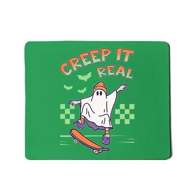 Funny Halloween Creep It Real Skater Skateboarding Ghost Mousepad