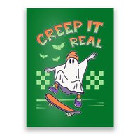 Funny Halloween Creep It Real Skater Skateboarding Ghost Poster