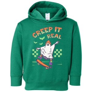 Funny Halloween Creep It Real Skater Skateboarding Ghost Toddler Hoodie