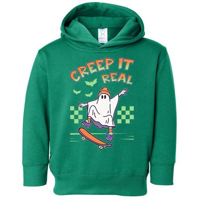 Funny Halloween Creep It Real Skater Skateboarding Ghost Toddler Hoodie