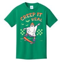 Funny Halloween Creep It Real Skater Skateboarding Ghost Kids T-Shirt