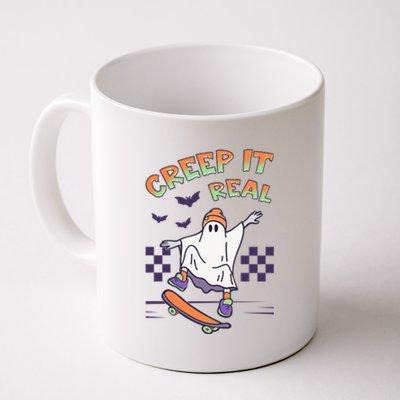 Funny Halloween Creep It Real Skater Skateboarding Ghost Coffee Mug