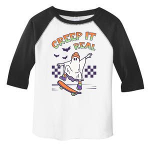 Funny Halloween Creep It Real Skater Skateboarding Ghost Toddler Fine Jersey T-Shirt