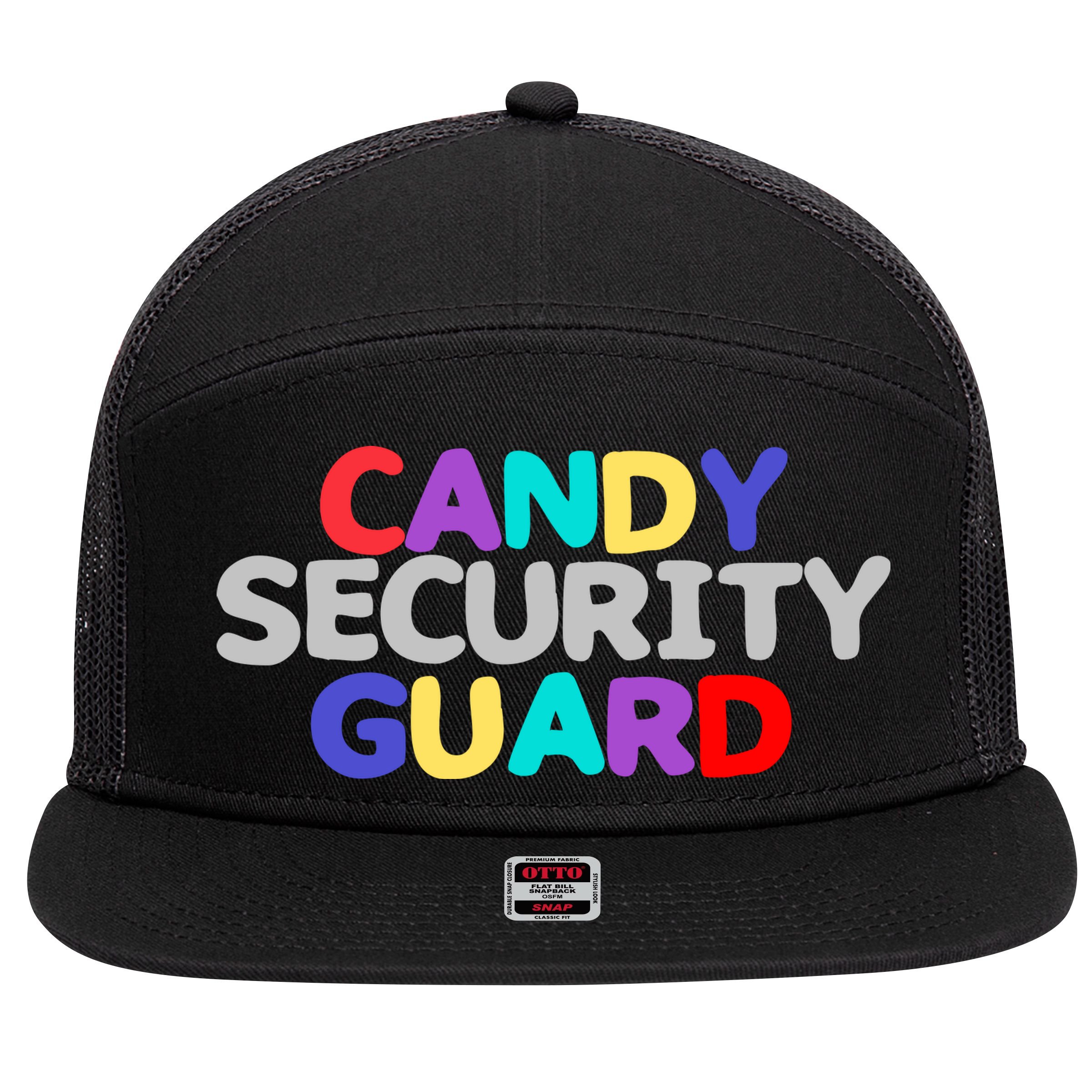 Funny Halloween, Cute Halloween, Candy Security Guard 7 Panel Mesh Trucker Snapback Hat