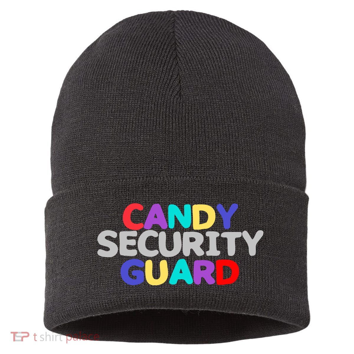 Funny Halloween, Cute Halloween, Candy Security Guard Sustainable Knit Beanie