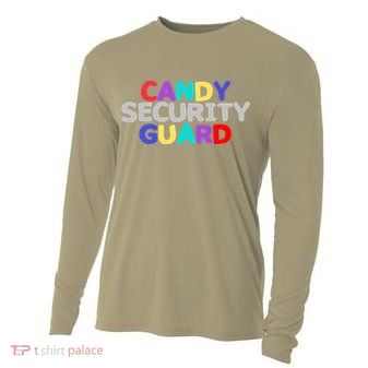 Funny Halloween, Cute Halloween, Candy Security Guard Cooling Performance Long Sleeve Crew
