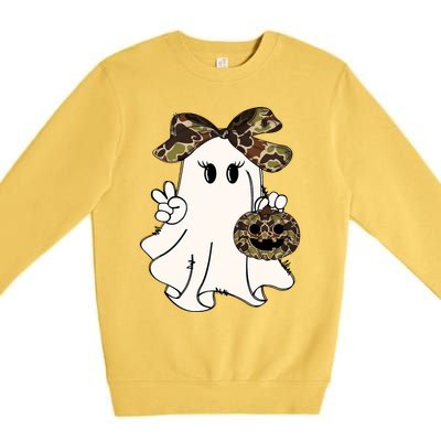 Funny Halloween Camouflage Camo Ghost Hello Hunting Season Premium Crewneck Sweatshirt