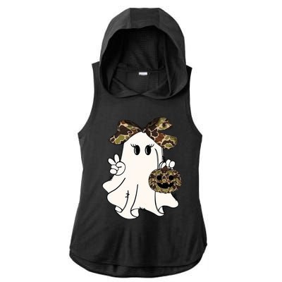 Funny Halloween Camouflage Camo Ghost Hello Hunting Season Ladies PosiCharge Tri-Blend Wicking Draft Hoodie Tank