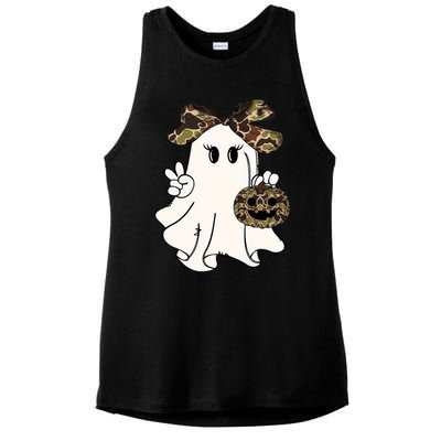 Funny Halloween Camouflage Camo Ghost Hello Hunting Season Ladies PosiCharge Tri-Blend Wicking Tank