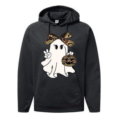 Funny Halloween Camouflage Camo Ghost Hello Hunting Season Performance Fleece Hoodie