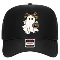 Funny Halloween Camouflage Camo Ghost Hello Hunting Season High Crown Mesh Back Trucker Hat